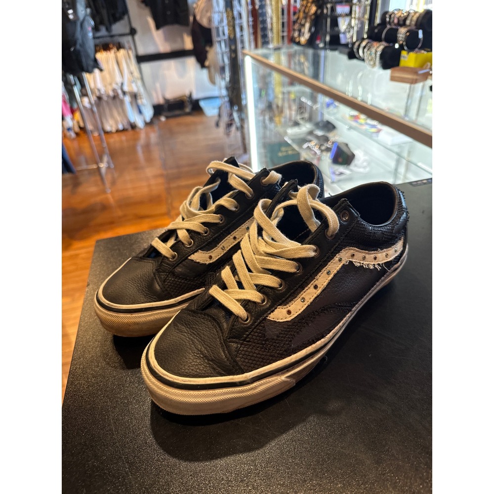 Vans Old Skool Deconstructed Black Leather Studded Sneakers Mens 11.5 Low Top